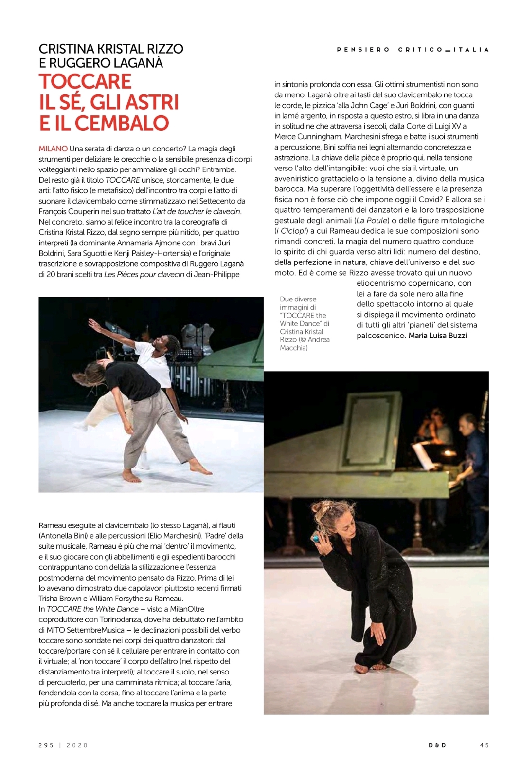 Recensione TOCCARE the White Dance / Cristina Kristal Rizzo / Danza&Danza